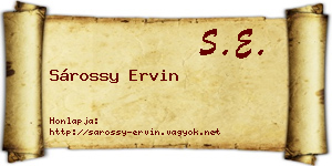 Sárossy Ervin névjegykártya